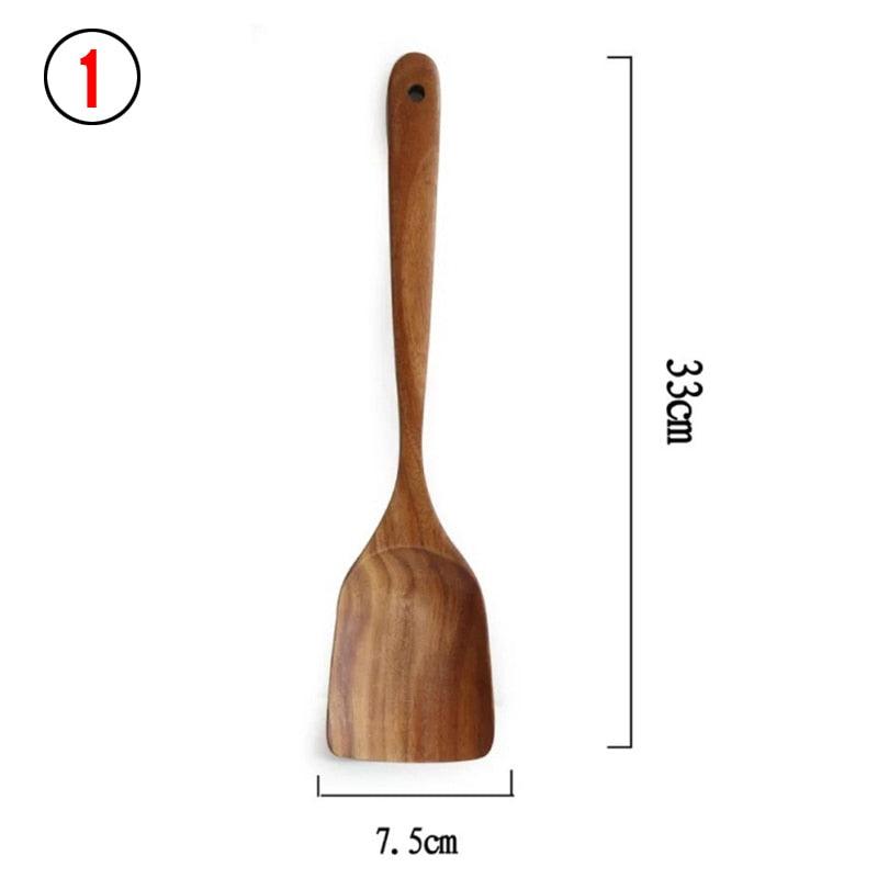 7pcs/set Teak Natural Wood Tableware Spoon - Varitique