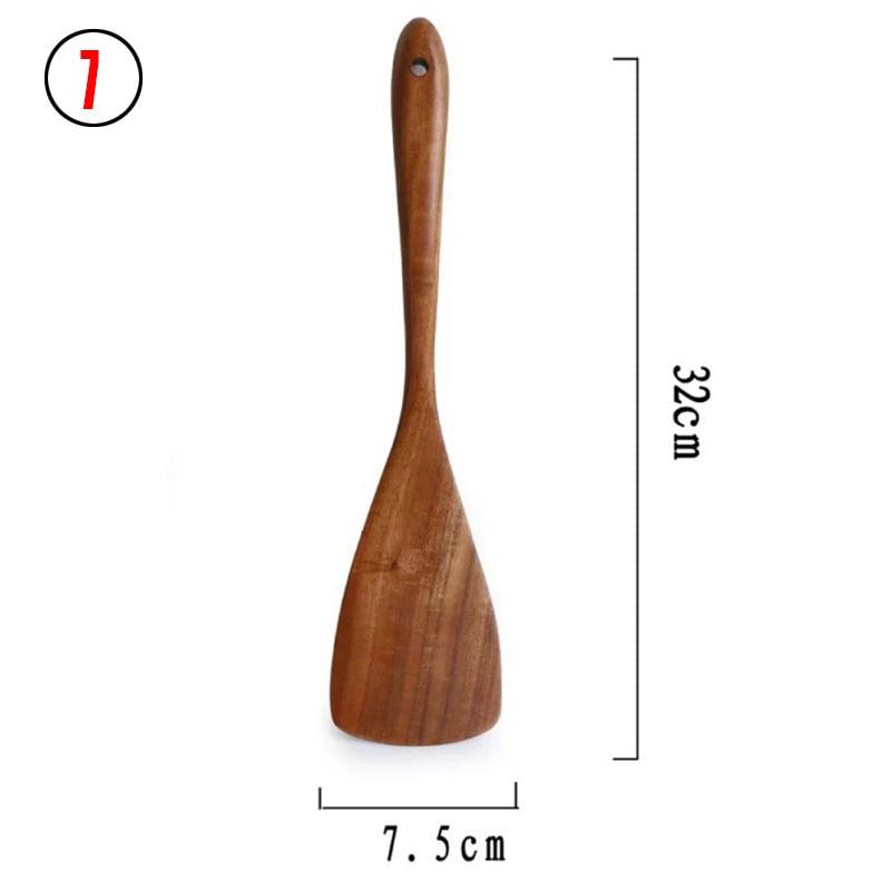 7pcs/set Teak Natural Wood Tableware Spoon - Varitique