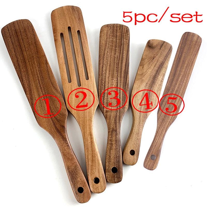 7pcs/set Teak Natural Wood Tableware Spoon - Varitique