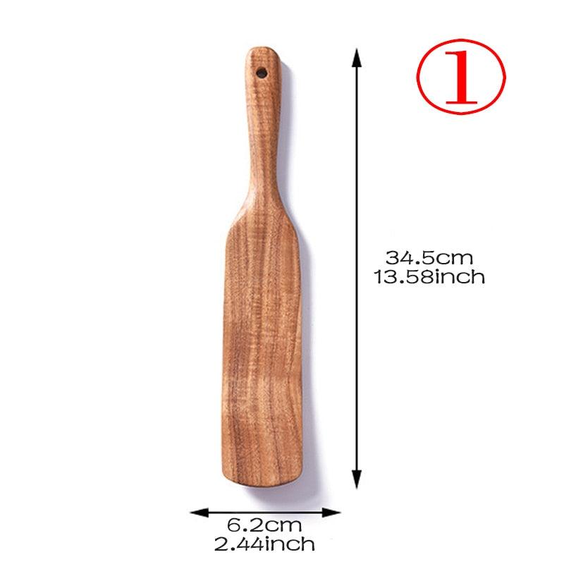 7pcs/set Teak Natural Wood Tableware Spoon - Varitique