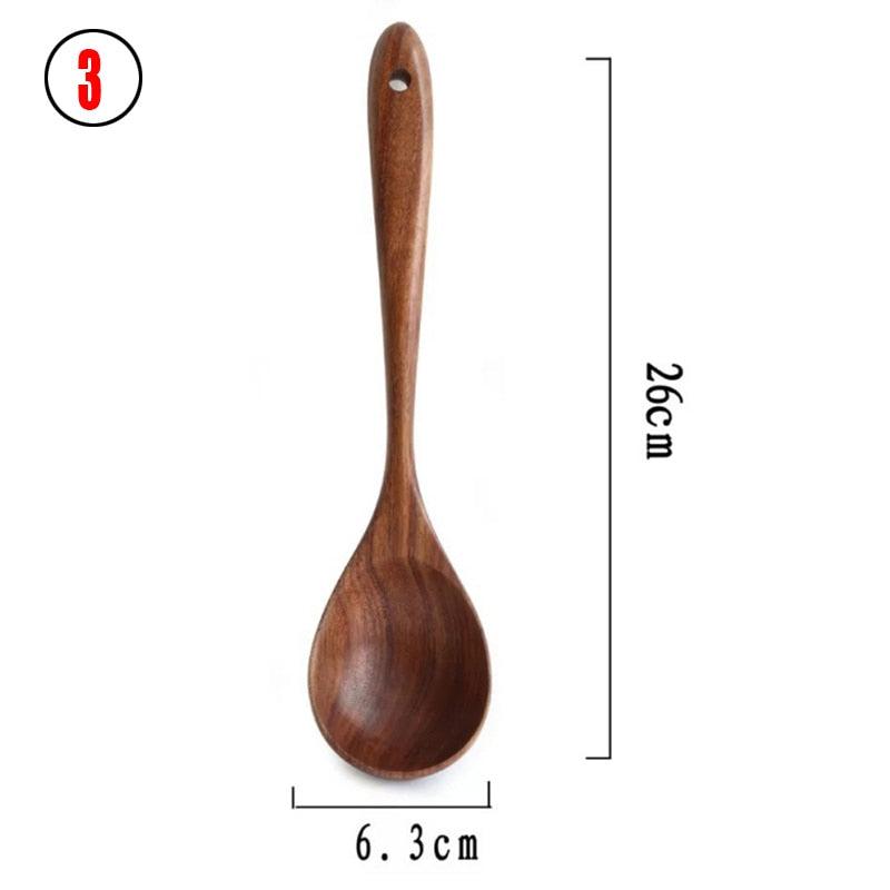 7pcs/set Teak Natural Wood Tableware Spoon - Varitique