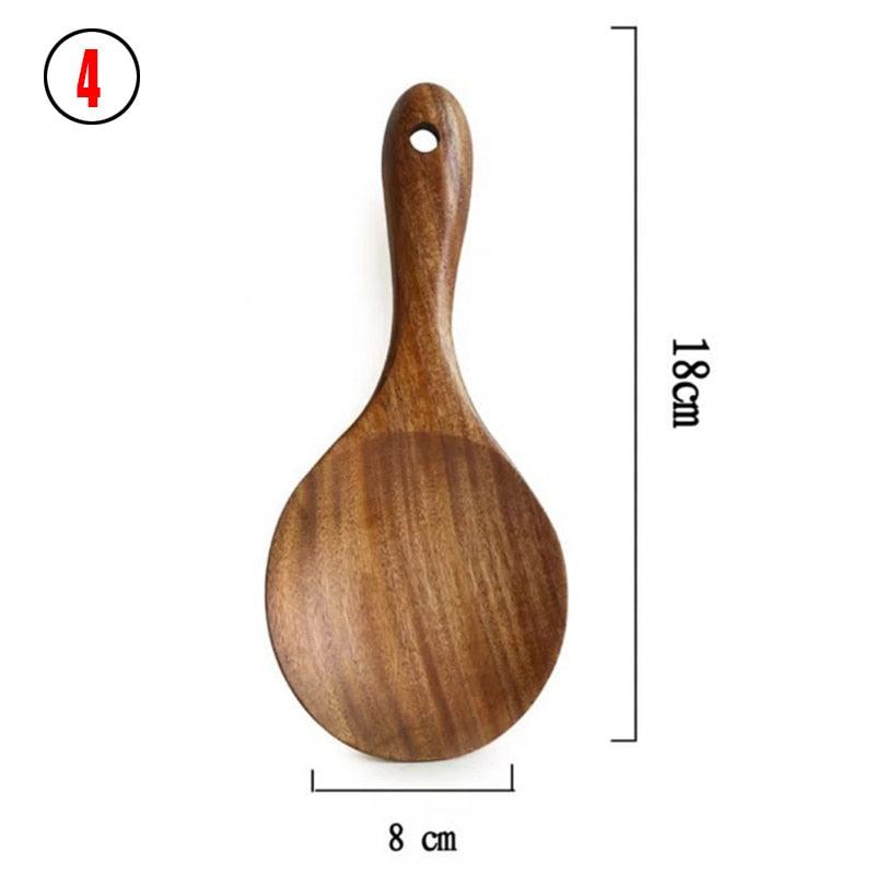 7pcs/set Teak Natural Wood Tableware Spoon - Varitique