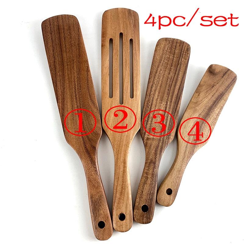 7pcs/set Teak Natural Wood Tableware Spoon - Varitique