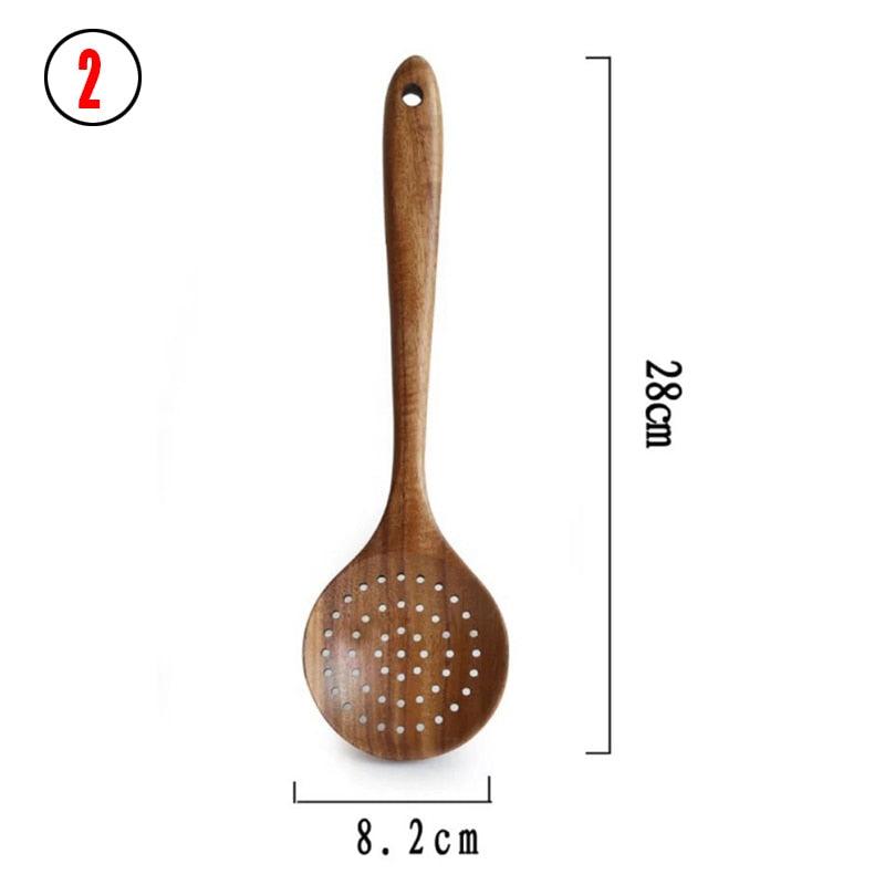 7pcs/set Teak Natural Wood Tableware Spoon - Varitique