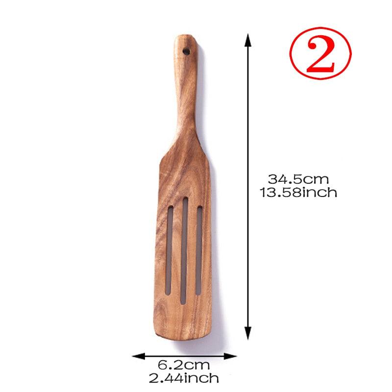 7pcs/set Teak Natural Wood Tableware Spoon - Varitique