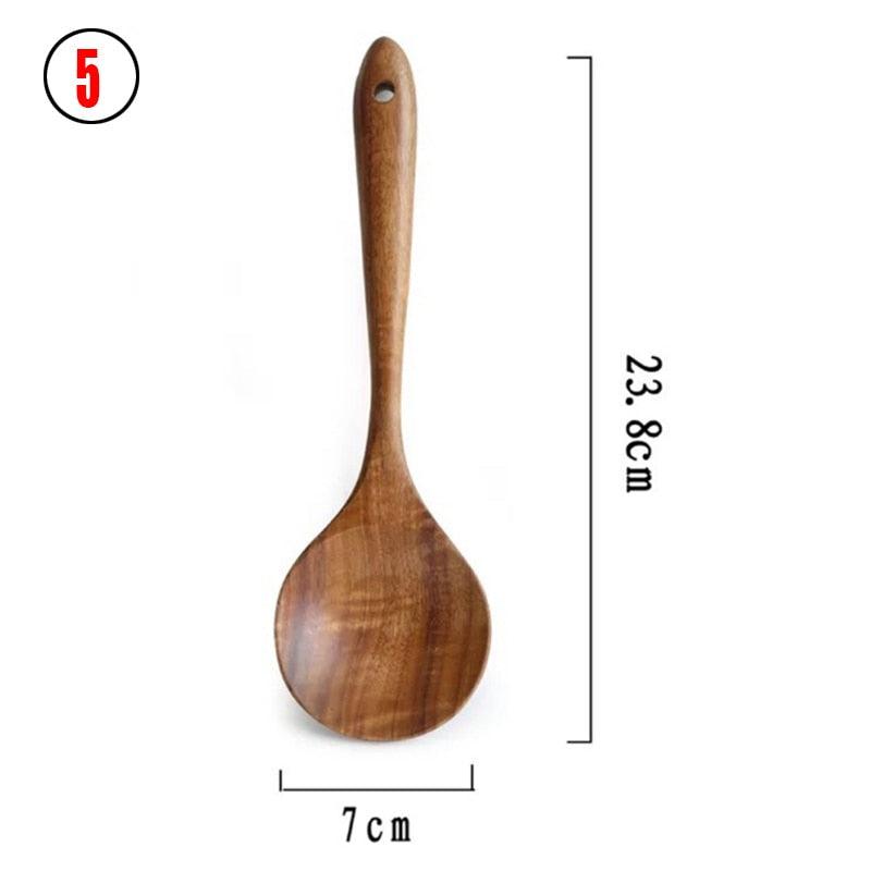 7pcs/set Teak Natural Wood Tableware Spoon - Varitique