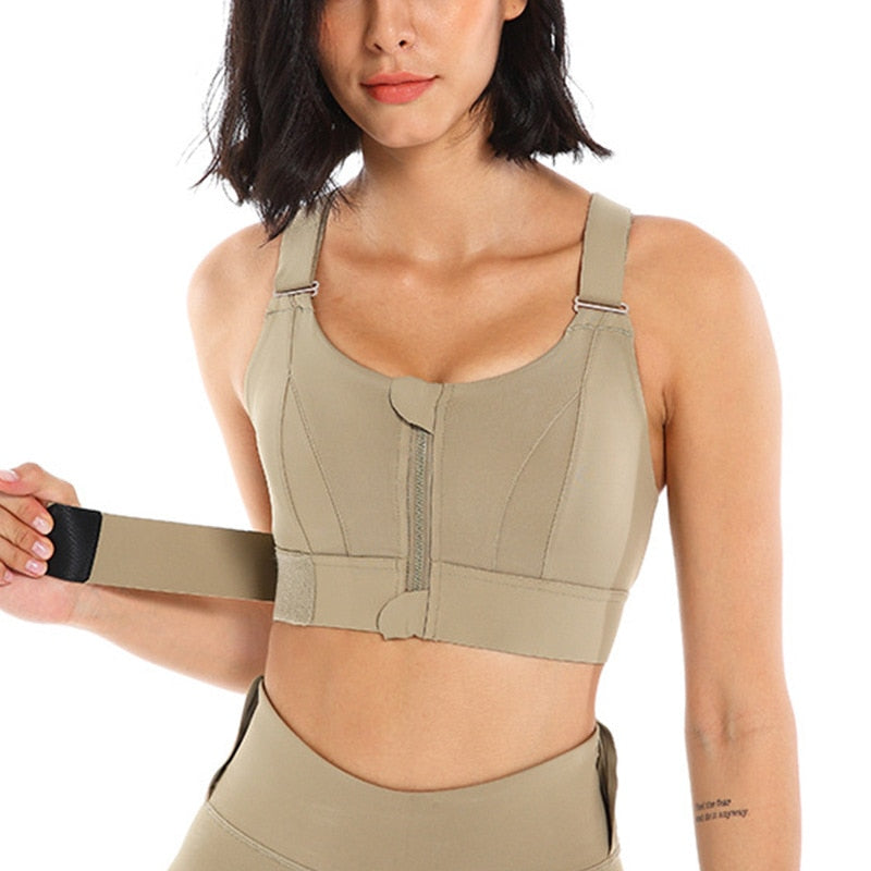 Adjustable Bra Yoga Vest Front Zipper Plus Size Lingerie Gym Workout