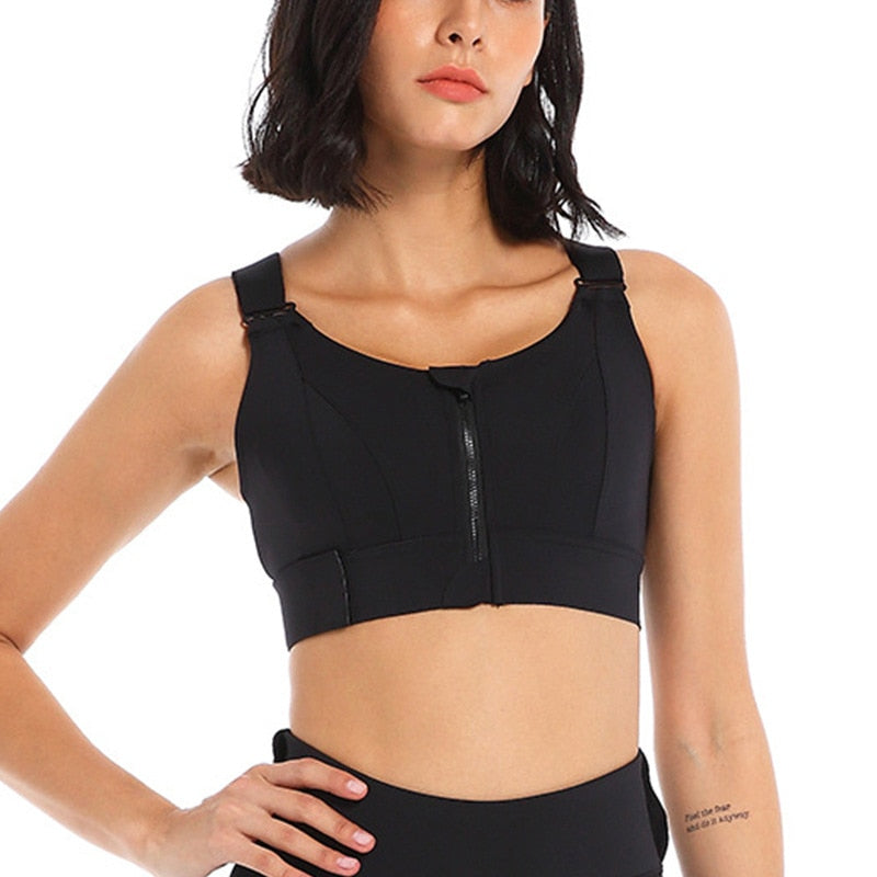 Adjustable Bra Yoga Vest Front Zipper Plus Size Lingerie Gym Workout