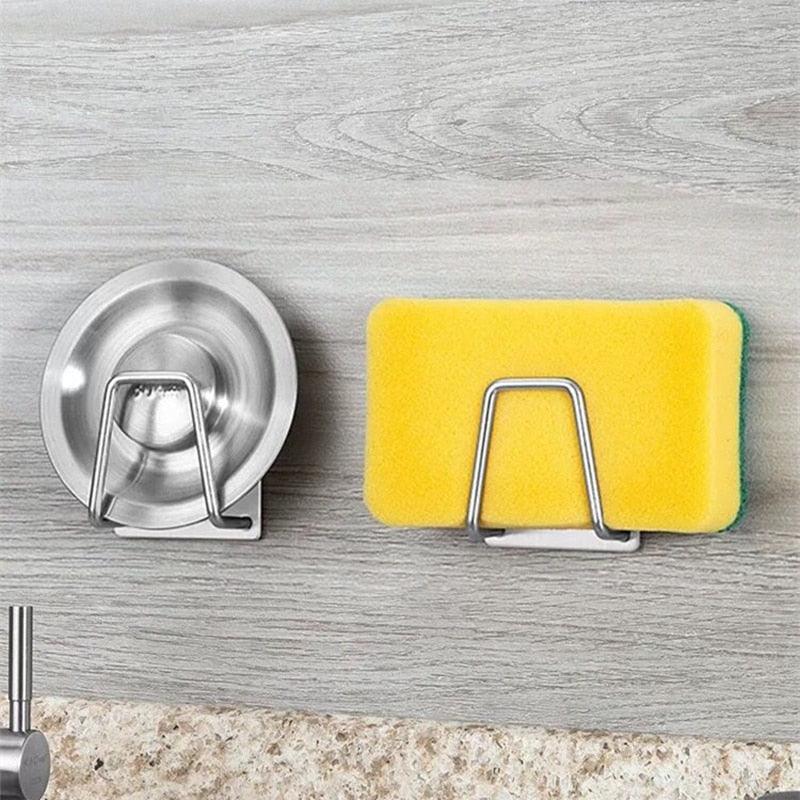 Kitchen Stainless Steel Sink Sponges Holder Self Adhesive - Varitique