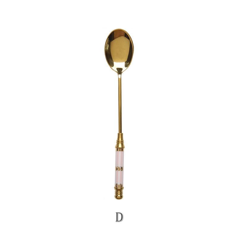 Stainless Steel Dessert Spoon Ceramic Long Handle - Varitique