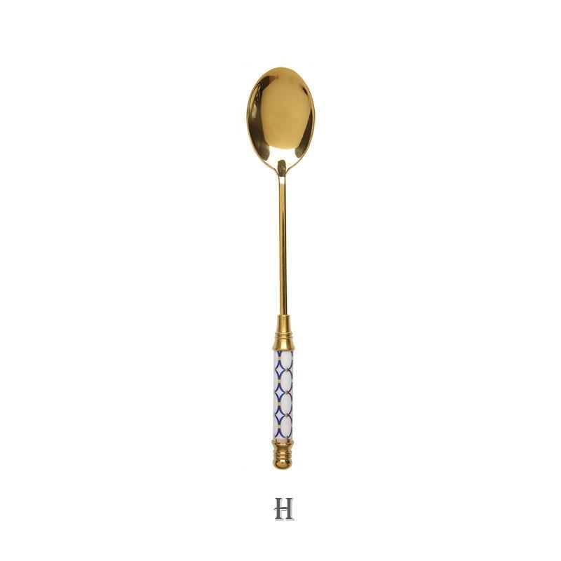 Stainless Steel Dessert Spoon Ceramic Long Handle - Varitique