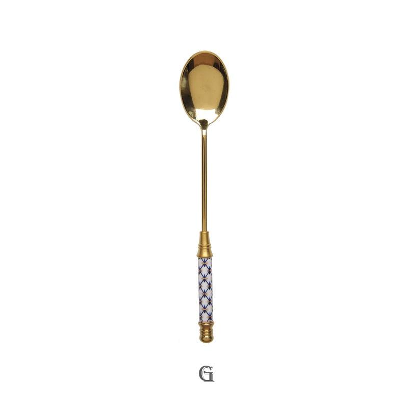 Stainless Steel Dessert Spoon Ceramic Long Handle - Varitique