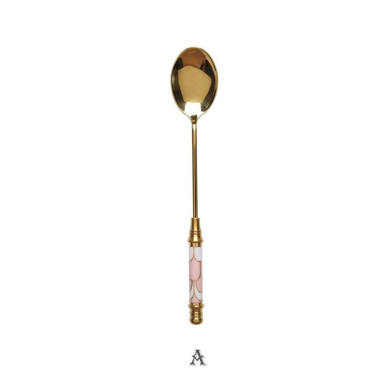 Stainless Steel Dessert Spoon Ceramic Long Handle - Varitique