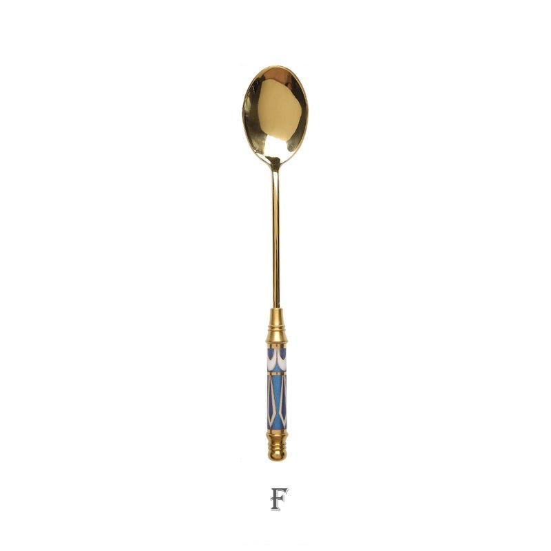 Stainless Steel Dessert Spoon Ceramic Long Handle - Varitique